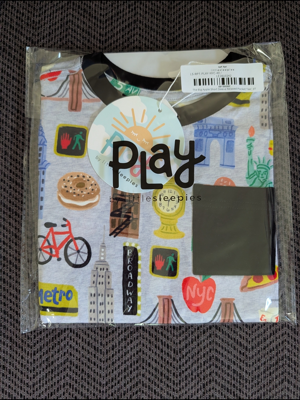 Little Sleepies Big Apple NYC Graphic Short Sleeve Pocket Tee 3T